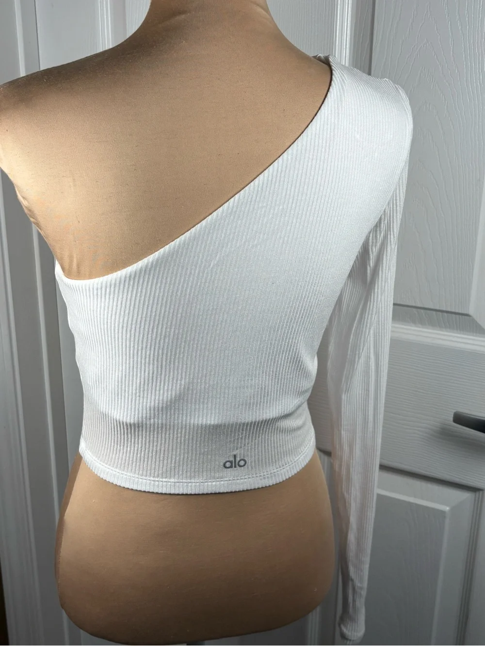 ALO YOGA Ribbed Wave Crop Long Sleeve Top Size Large